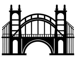 Bridge Vector Illustration & Silhouette SVG | Architectural Bridge Clipart for Crafts