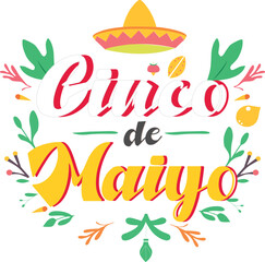 Cinco de Mayo Fiesta Party Vector with Sombrero and Maracas
