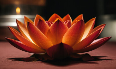 A detailed view of a beautiful flower sitting on a table, perfect for use in still life or botanical photography