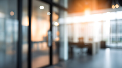 Blurred office interior with doorway modern workspace tranquil environment professional viewpoint