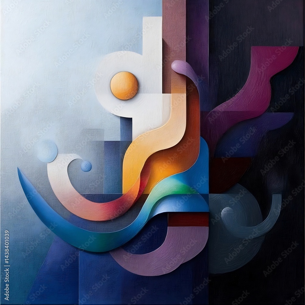 Poster a study in geometric abstraction with soft gradations and vibrant colors