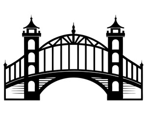 Bridge Vector Illustration & Silhouette SVG | Architectural Bridge Clipart for Crafts