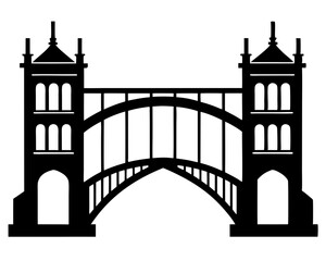 Bridge Vector Illustration & Silhouette SVG | Architectural Bridge Clipart for Crafts
