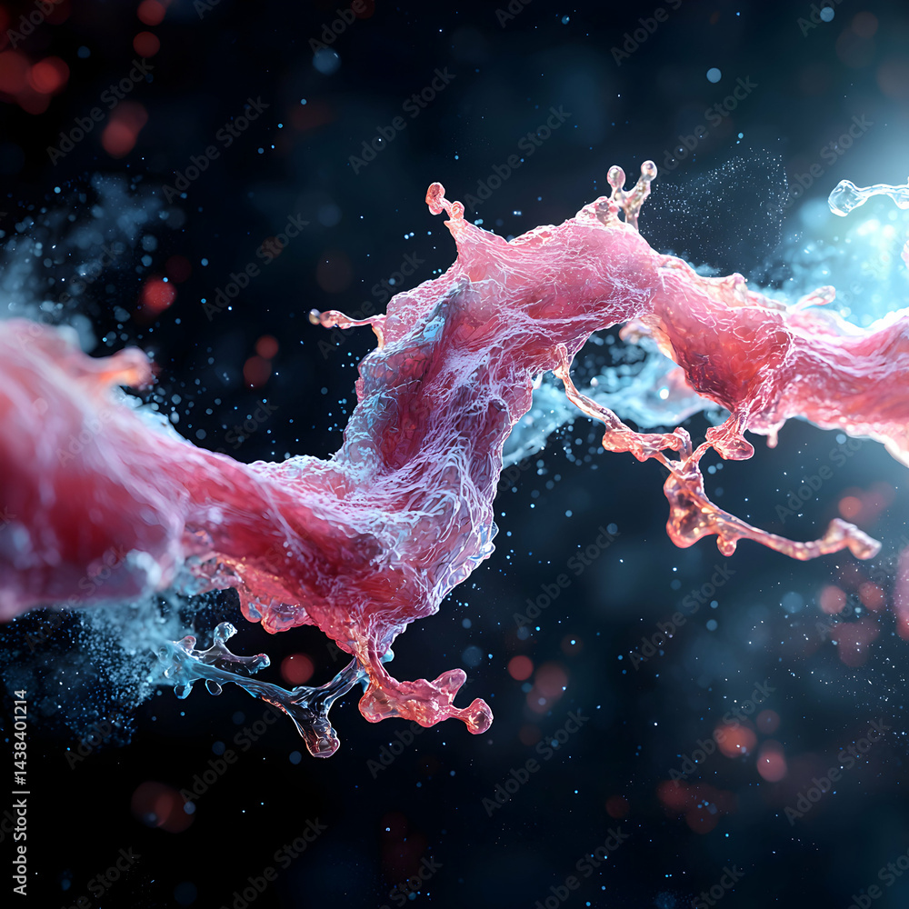 Poster abstract depiction of biological structures or liquid dynamics. suitable for scientific illustration