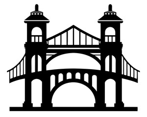 Bridge Vector Illustration & Silhouette SVG | Architectural Bridge Clipart for Crafts