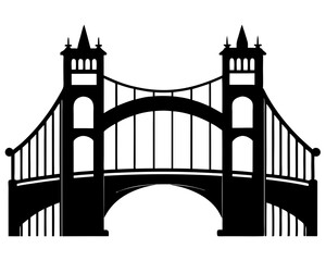 Bridge Vector Illustration & Silhouette SVG | Architectural Bridge Clipart for Crafts