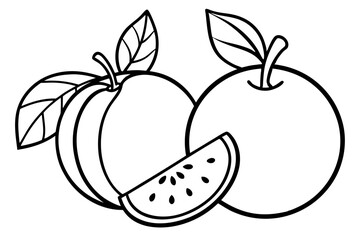 Minimalist Vector Line Art of Fruits | Black and White Fruit Illustration | Logo Icon Clipart Design