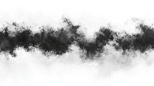 Dark, rolling clouds with mist and rain on white background.