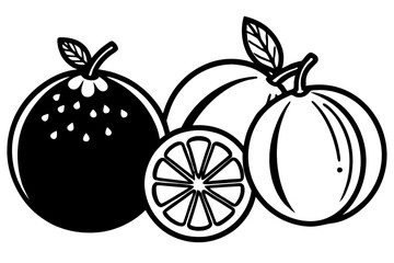 Minimalist Vector Line Art of Fruits | Black and White Fruit Illustration | Logo Icon Clipart Design