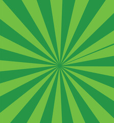 Sunburst background. Green sunbeam. Wallpaper with green sun burst. Backdrop for circus. Starburst with sunlight. Abstract retro background.