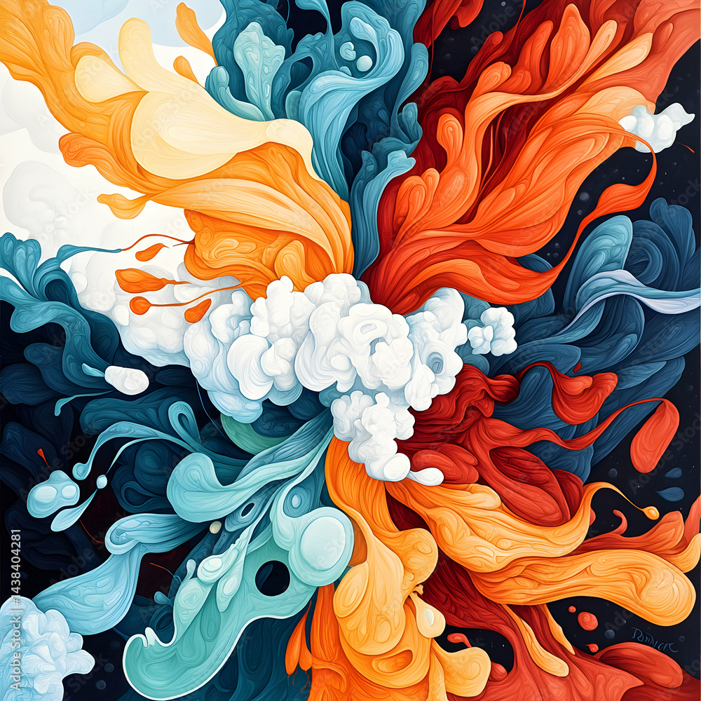 Poster abstract artwork with vibrant colors. use as a bold background or graphic element for design project