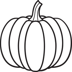 pumpkin line art, black outline, vector and illustration, coloring book page line art drawing