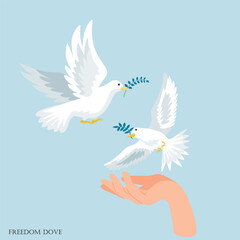 Vector illustration of a dove icon symbol of freedom