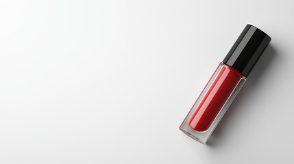 Minimalistic red lip tint on white background