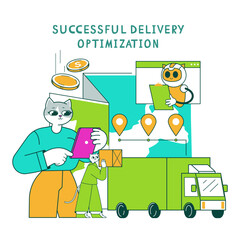 Business Cat. Flat Vector Illustration