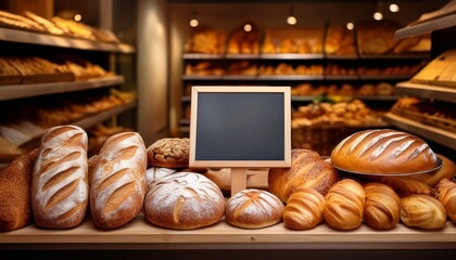 available space board on the bakery shelf for advertising everything from product launches to seasonal discount
