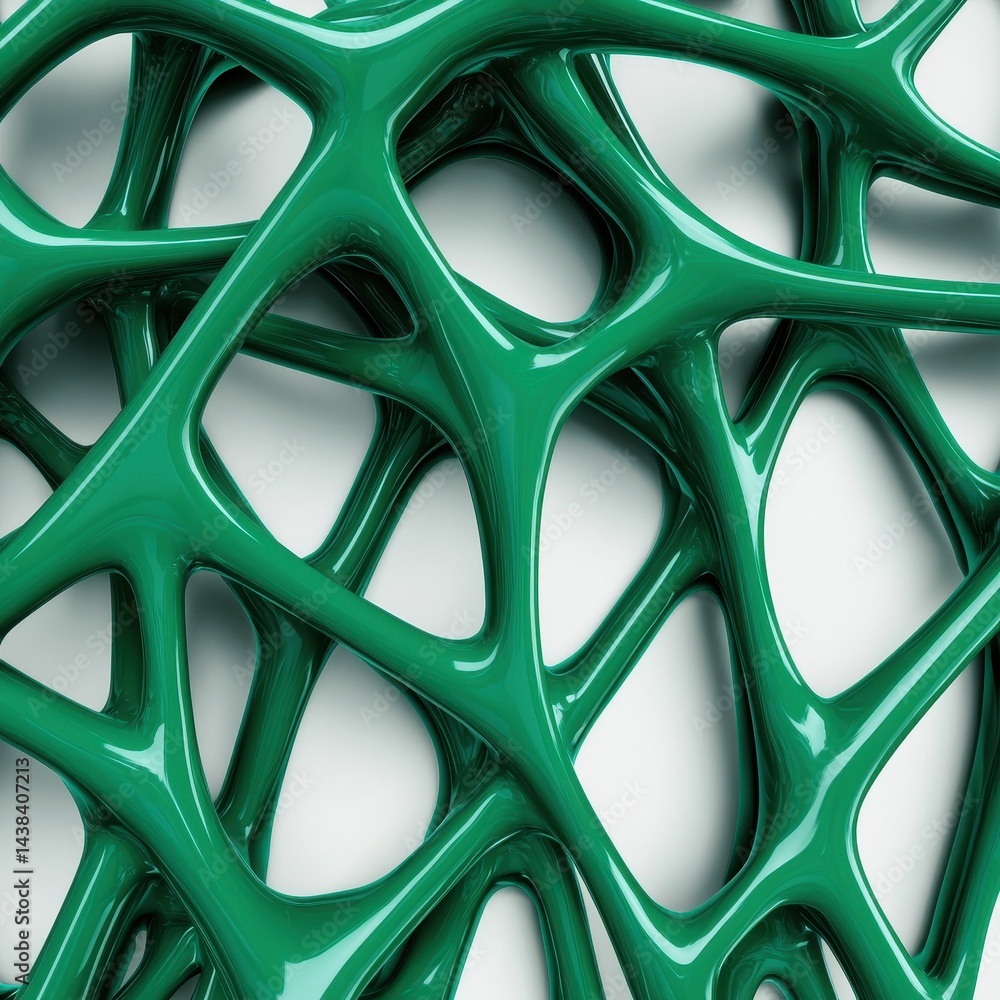 Poster abstract green organic pattern with intricate wave-like structures