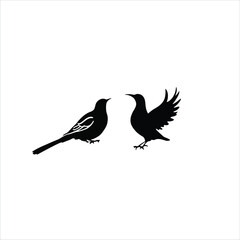 Abstract Vector Logo Icon Illustration - Graceful Bird Silhouette Facing Each Other