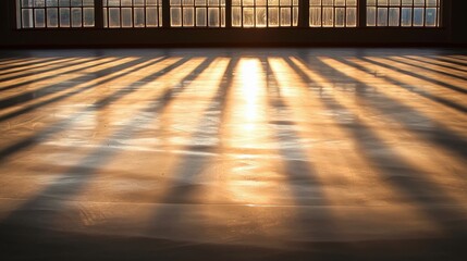 Sunlight streaming through a window casting long shadows on the floor.