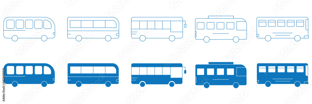 Poster bus icon vector set isolated on white background. black bus vector icon .