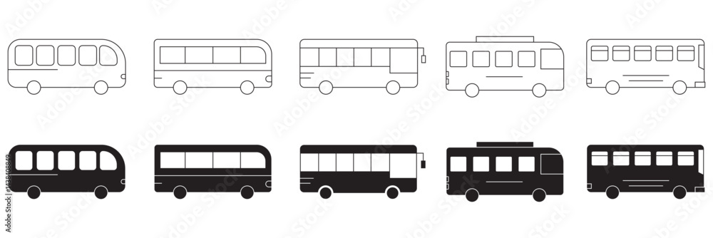 Poster bus icon vector set isolated on white background. black bus vector icon .
