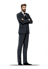 Obraz premium Stylized illustration of a Businessman posing over isolated on a white