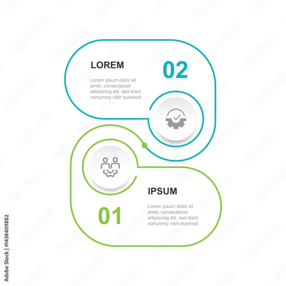 Poster 2 step infographic template vector with 2 line circle connected suitable for business information and web presentation
