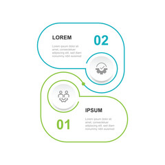 2 step infographic template vector with 2 line circle connected suitable for business information and web presentation