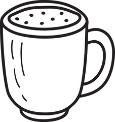 mug line art, black outline, vector and illustration, coloring book page line art drawing
