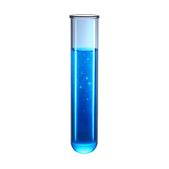 Blue Liquid in Test Tube Science Experiment Laboratory Research Chemistry Background isolated on transparent background