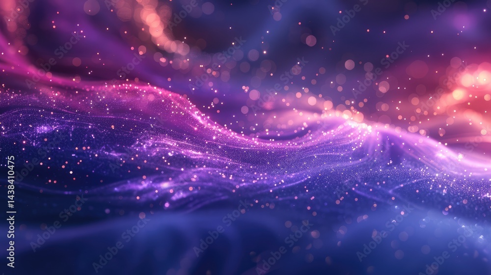 Poster abstract picture of neon light particle with digital technology style design connecting become dynam