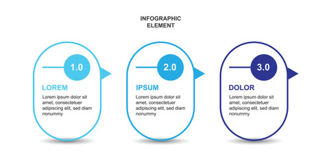 3 step business infographic template line style with circle and blue colors