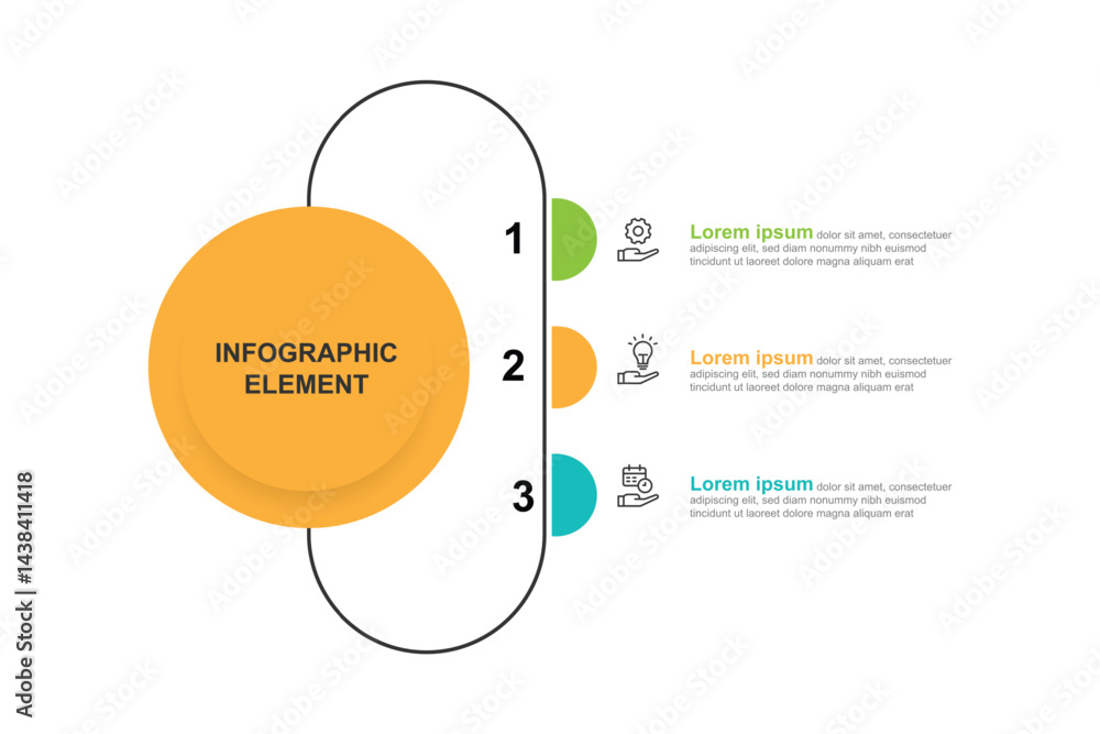 Poster 3 step infographic template with circle line concept suitable for business information and web presentation