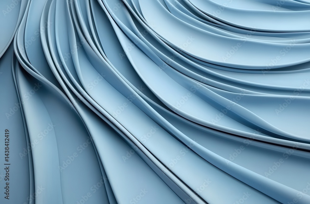 Poster soft blue waves create fluid motion in abstract textile design