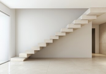 Fototapeta premium Modern Minimalist Staircase Design in Bright Open Space Interior