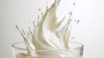 Fresh Cream Swirling In a Glass Container Forming Fluid Motion Isolated White Background Dairy Splash Creamy Art