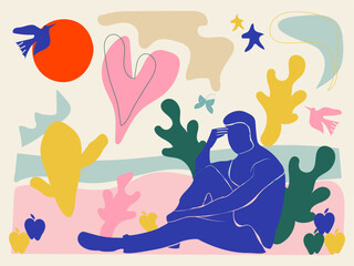 flat design abstract illustration matisse style