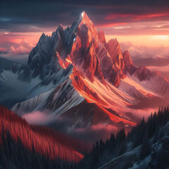 Stunning Sunrise Over a Majestic Mountain Peak 