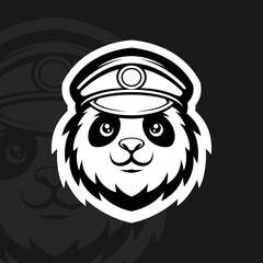 Panda with hat, mascot esport logo vector
