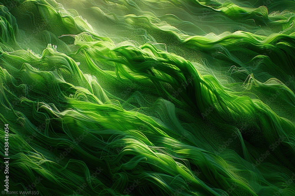 Poster abstract green seaweed texture with flowing patterns.