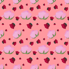 Floral rose I textile seamless pattern colorful, Design for fabric, Clothes, Curtain, Carpet, Scarf, Wrap, Handcraft, Wallpaper, Necktie ,Background and Vector illustration