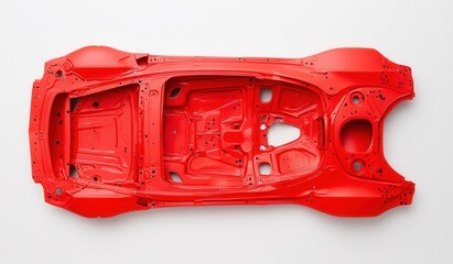 Red Car Chassis Showcase with Smooth Surface and Clean Design