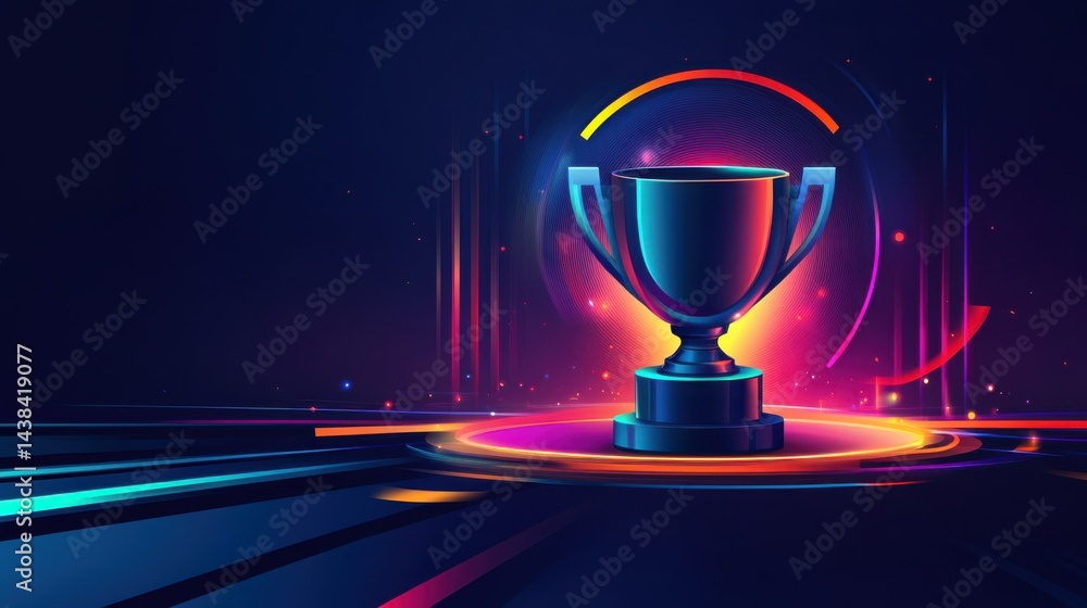 Poster vibrant trophy design with abstract background and dynamic effects