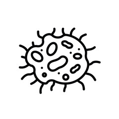 Fototapeta premium Microbiome illustration of a single cell with tentacles on white background 
