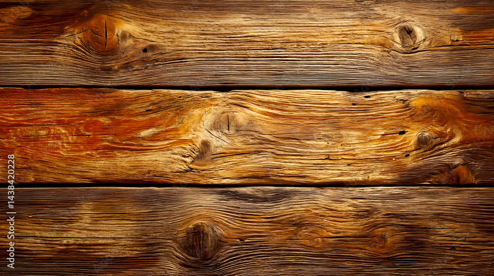 Poster closeup of a rustic wooden surface with textured patterns and grain : generative ai