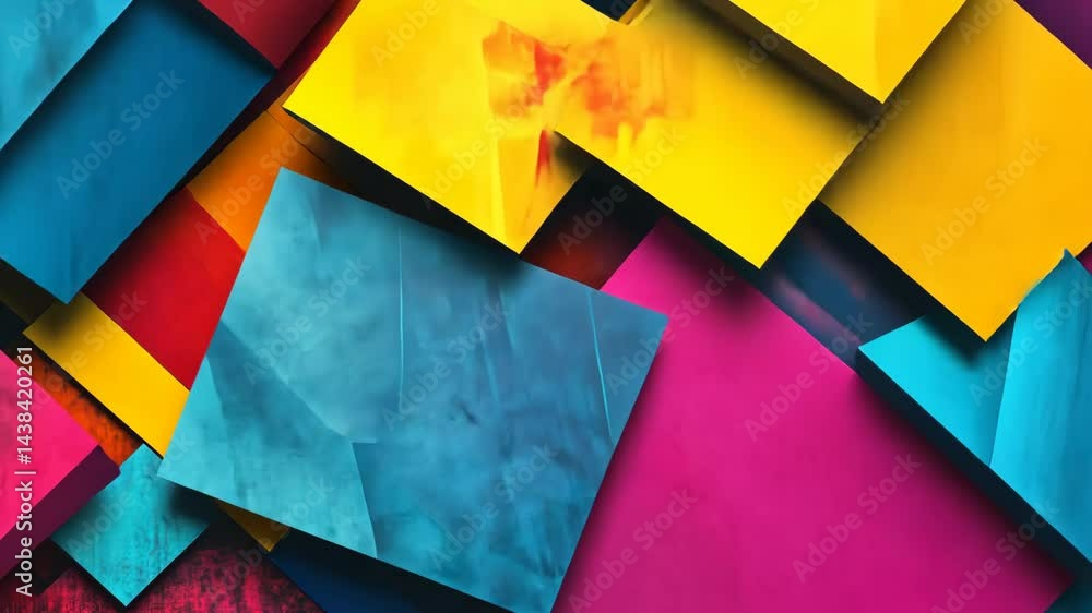 Poster dynamic overlapping vibrant geometric shapes in motion