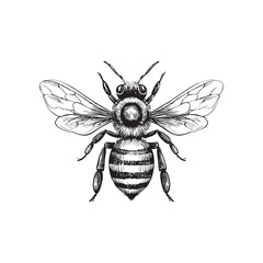 bee sketch- insect sketch, vector illustration on white background