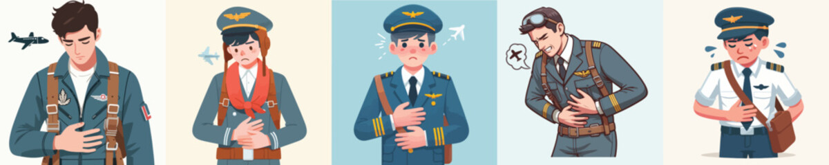 pilot character vector having stomachache