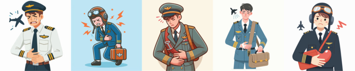 stomach ache pilot character vector