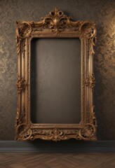 Antique frames, ornate damask backdrop  Elegant vintage display ,  design,  display,  texture